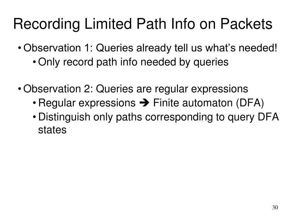 recording limited path info on packets