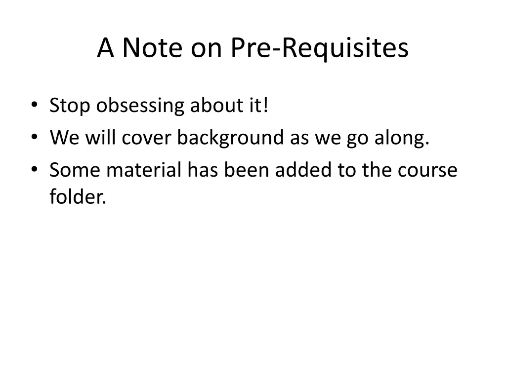 a note on pre requisites