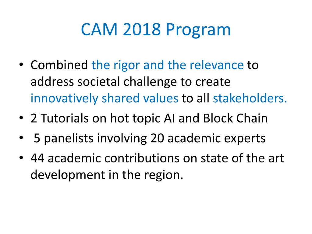 cam 2018 program