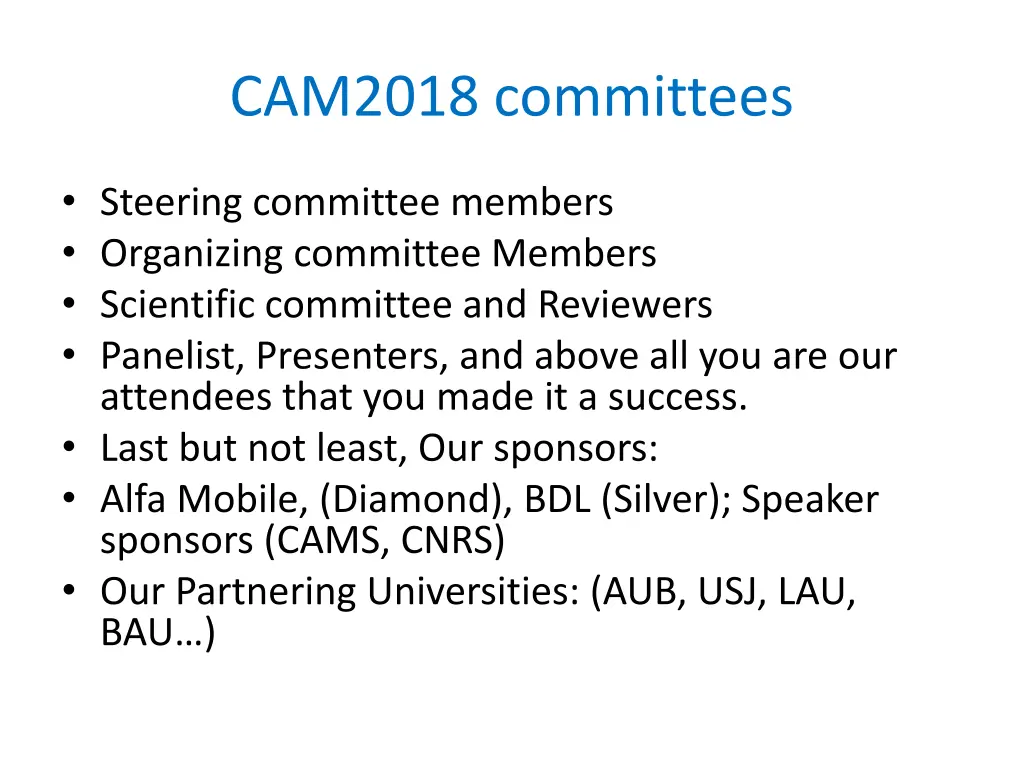 cam2018 committees