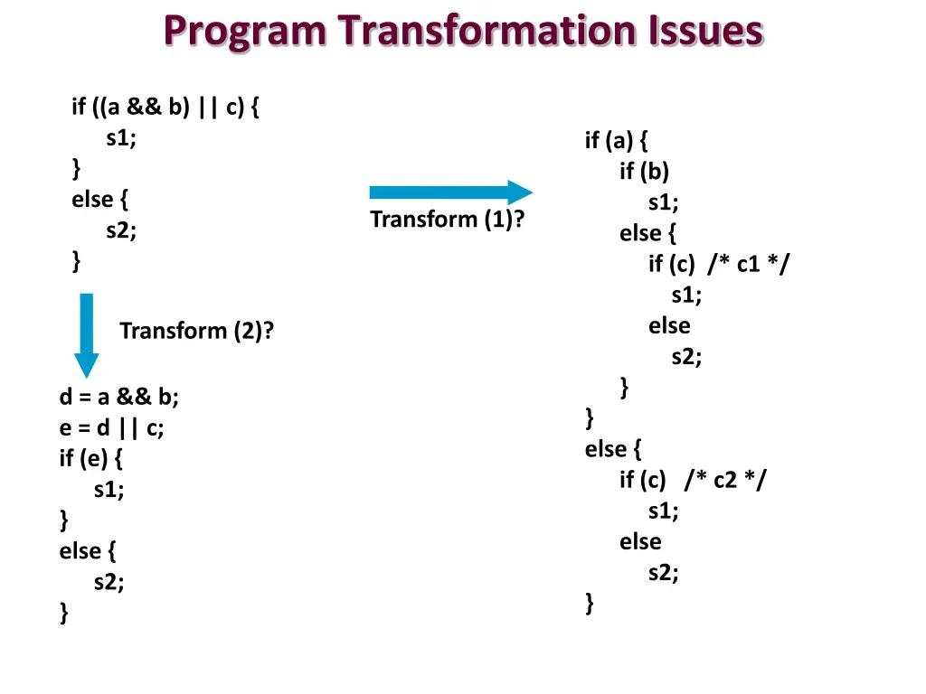 program transformation issues