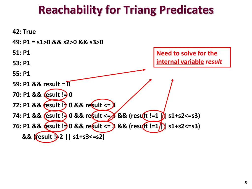 reachability for triang predicates