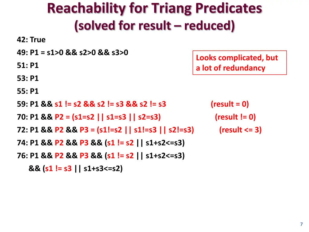 reachability for triang predicates solved