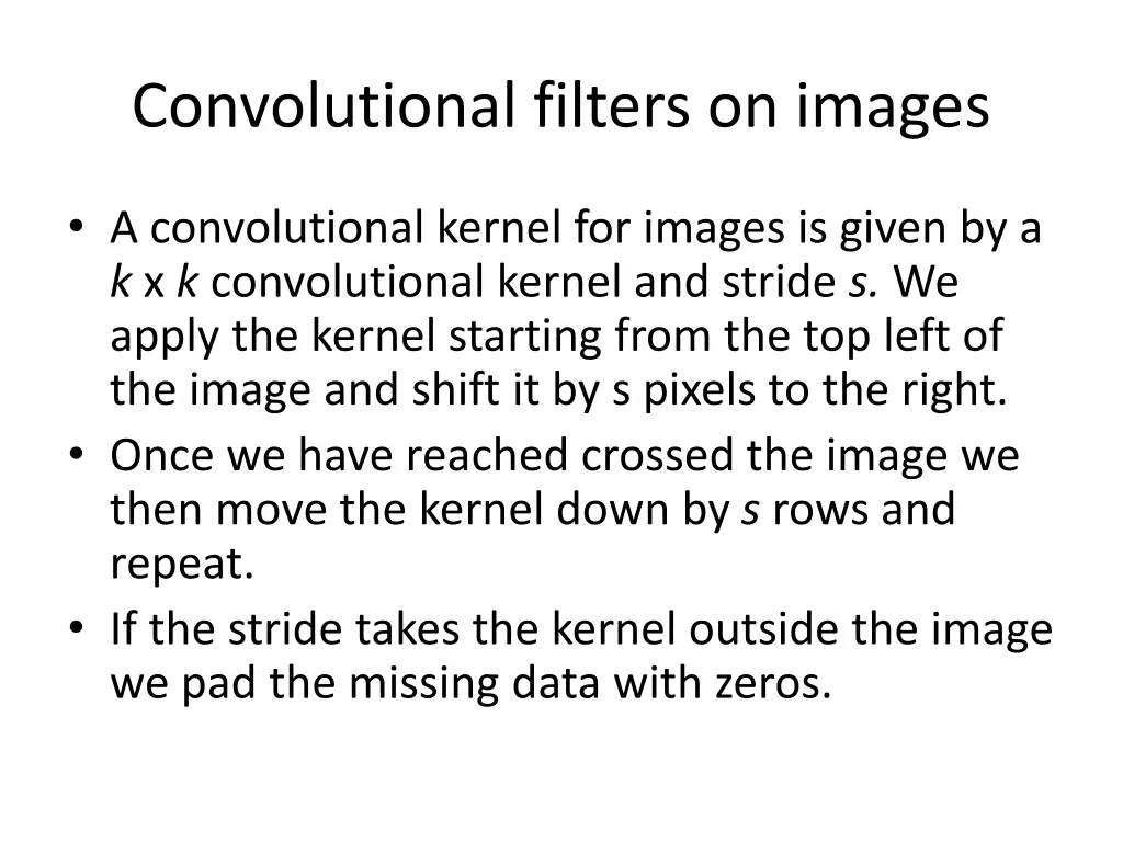 convolutional filters on images