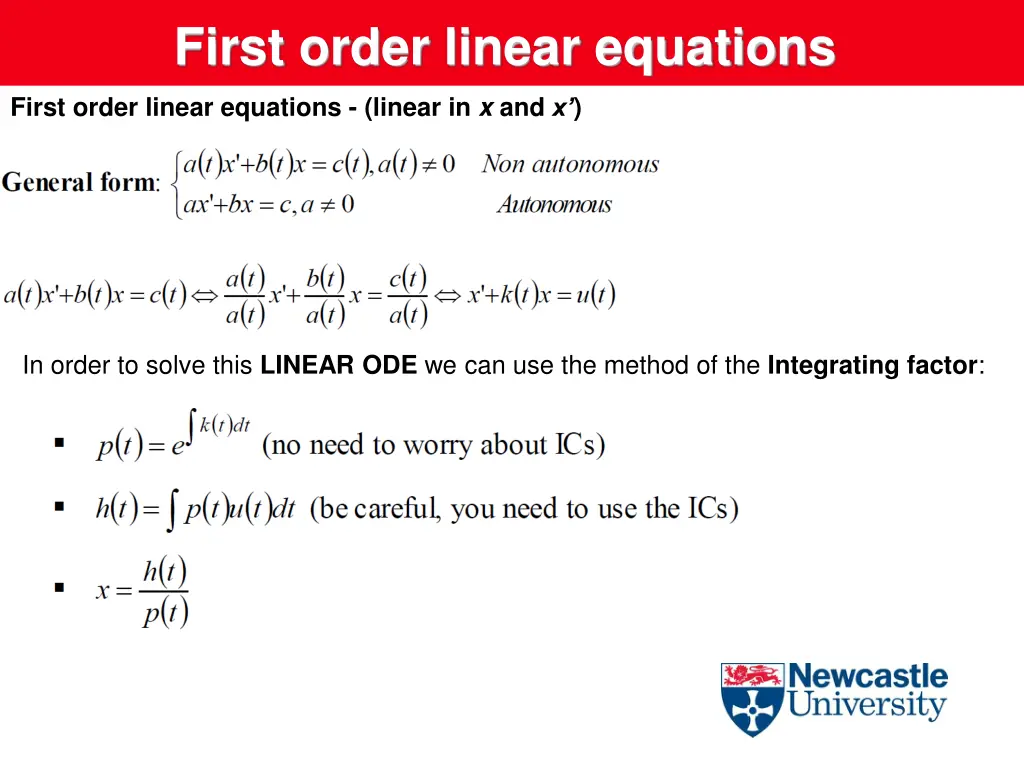 first order linear equations