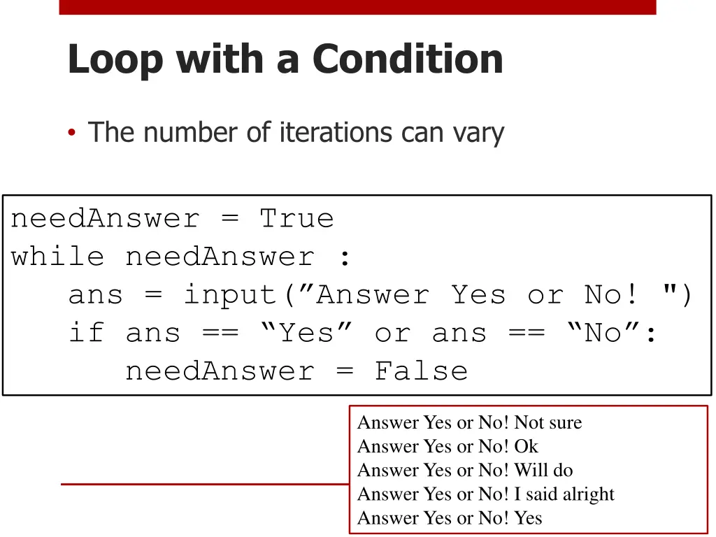 loop with a condition