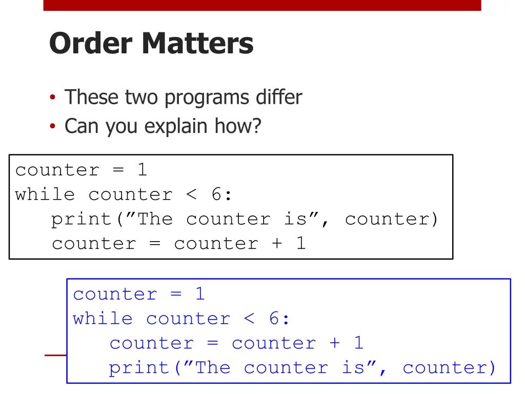 order matters