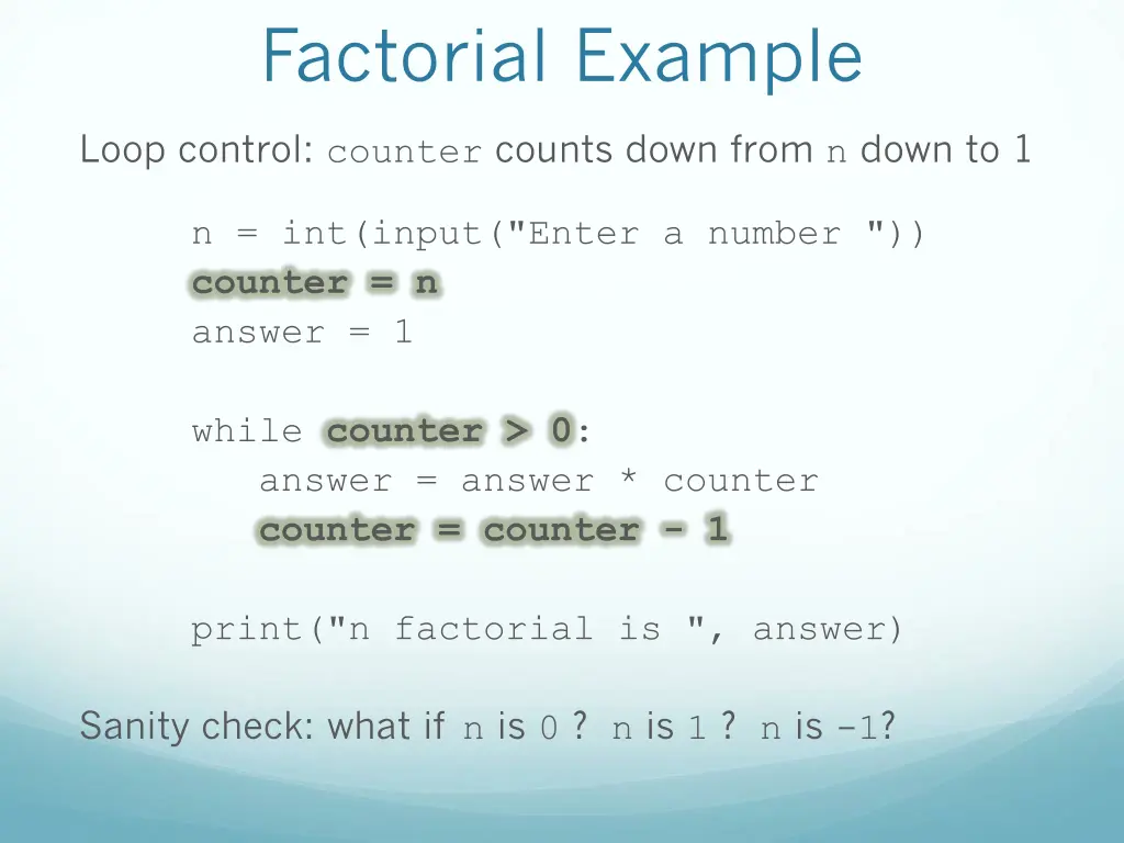 factorial example 1
