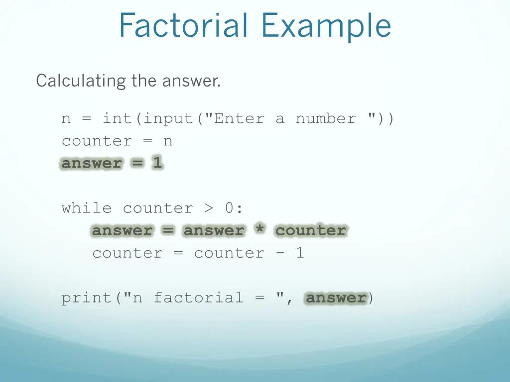 factorial example 2
