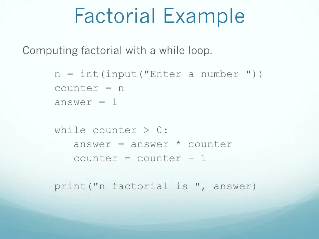 factorial example