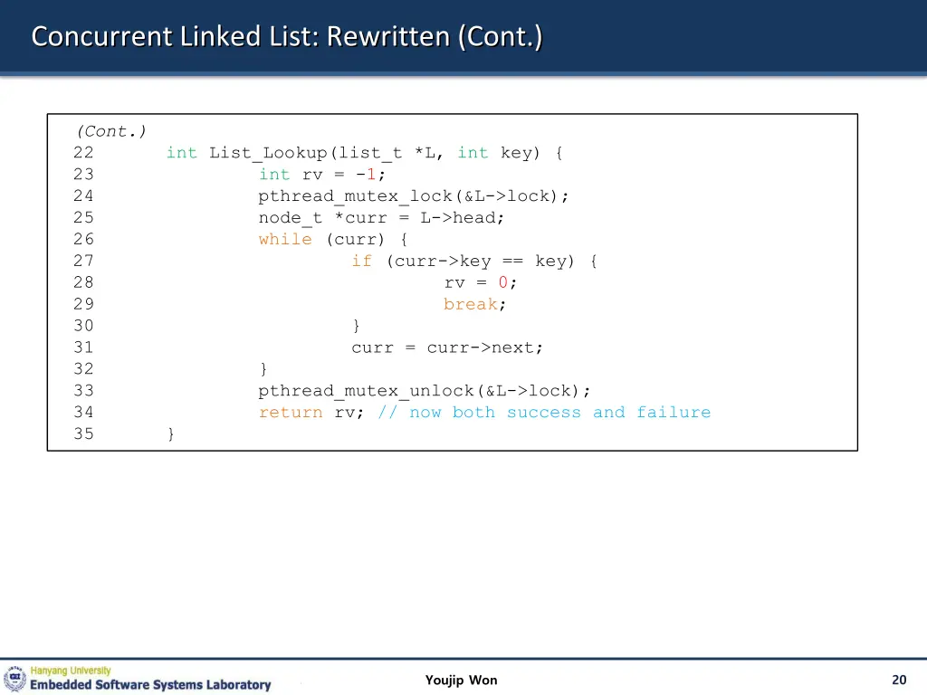 concurrent linked list rewritten cont