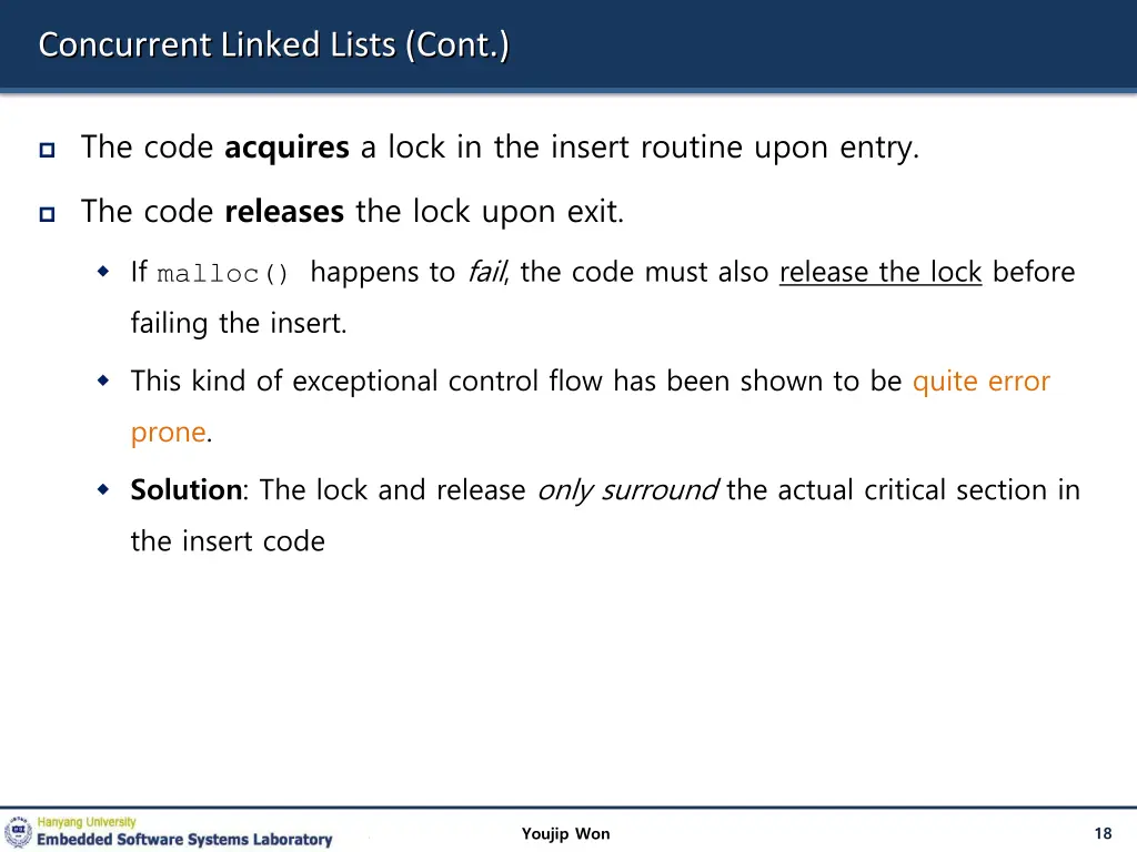 concurrent linked lists cont 1