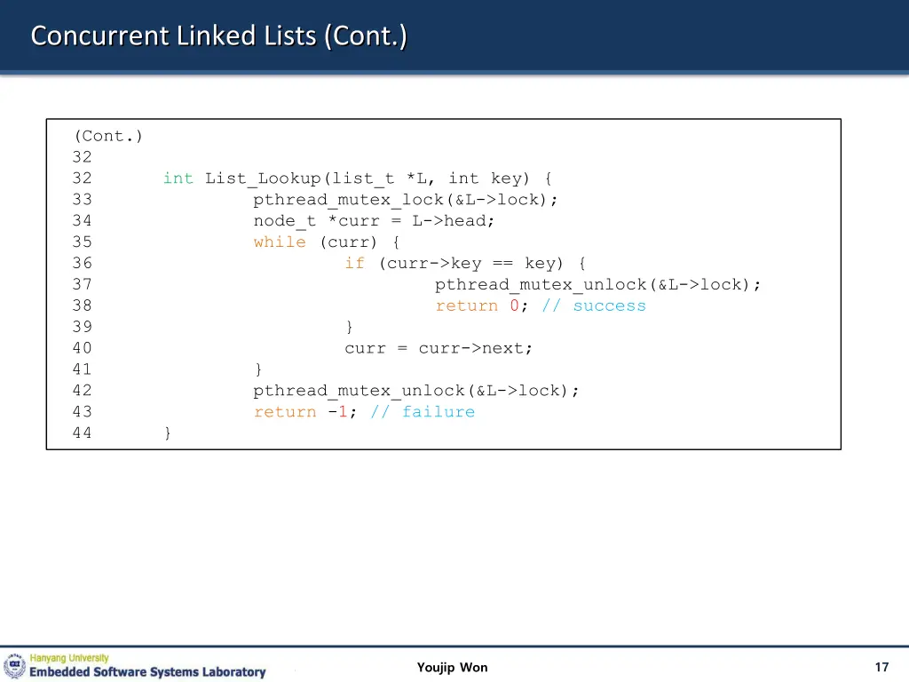 concurrent linked lists cont