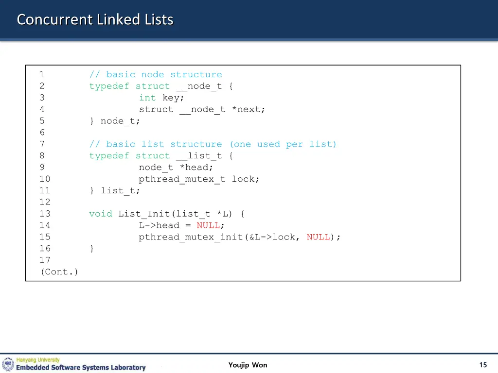 concurrent linked lists