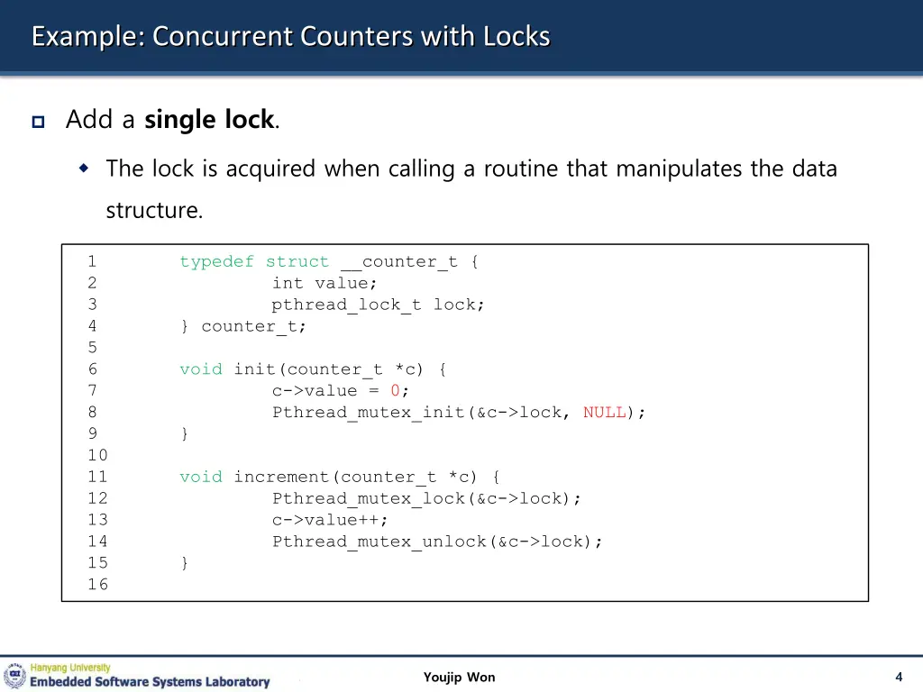 example concurrent counters with locks