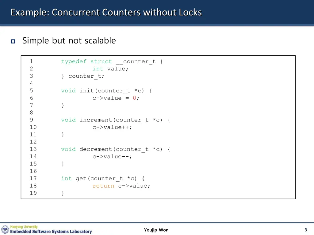example concurrent counters without locks