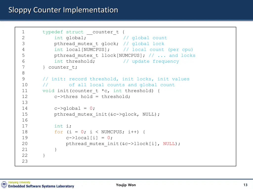 sloppy counter implementation