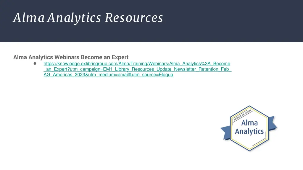 alma analytics resources