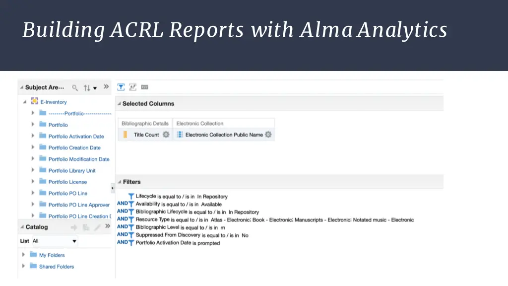 building acrl reports with alma analytics