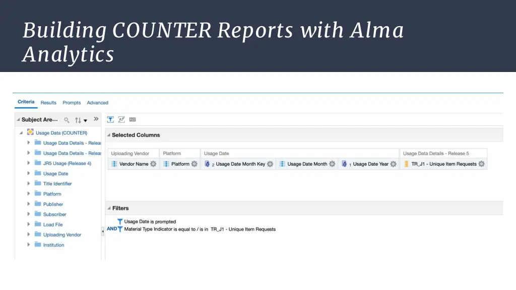 building counter reports with alma analytics