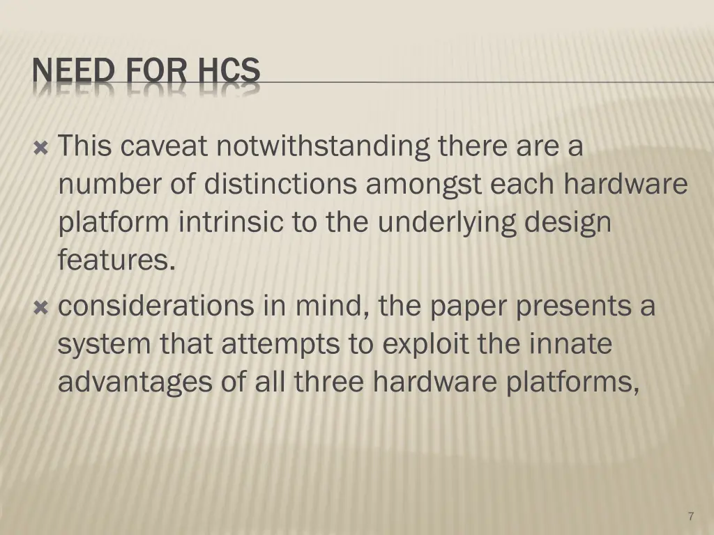 need for hcs