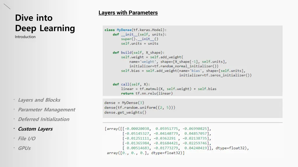 layers with parameters