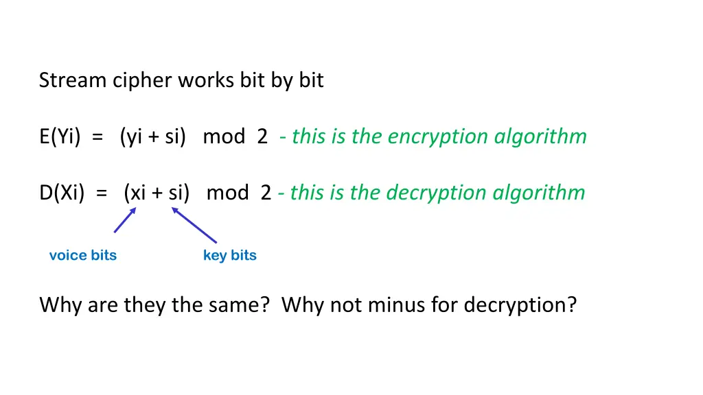 stream cipher works bit by bit