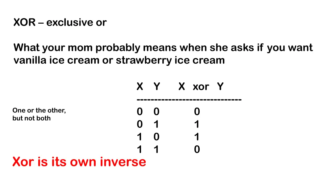 xor exclusive or
