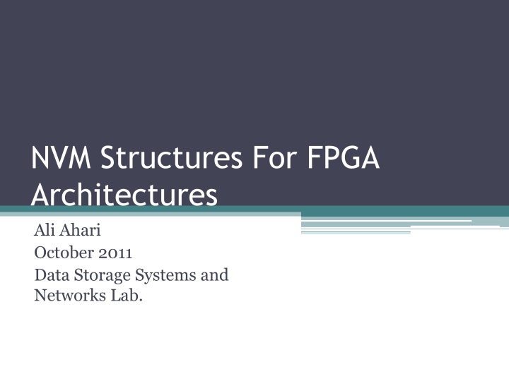 nvm structures for fpga architectures ali ahari