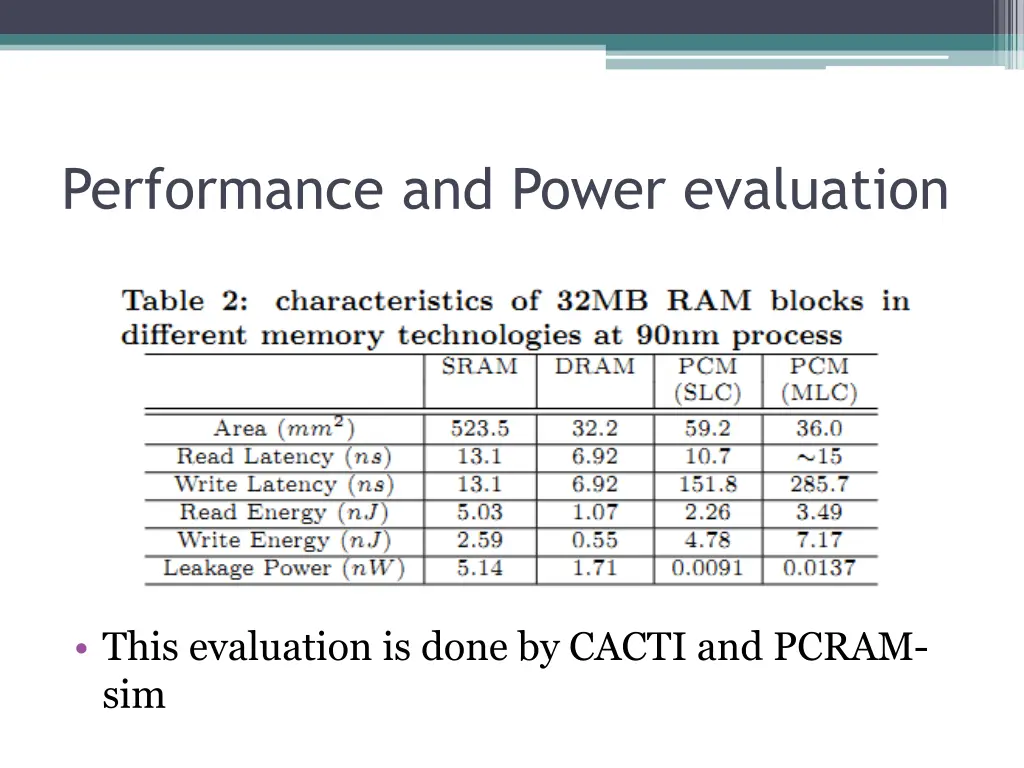performance and power evaluation