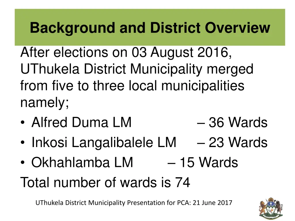background and district overview