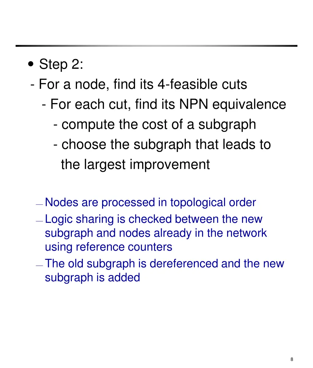 step 2 for a node find its 4 feasible cuts