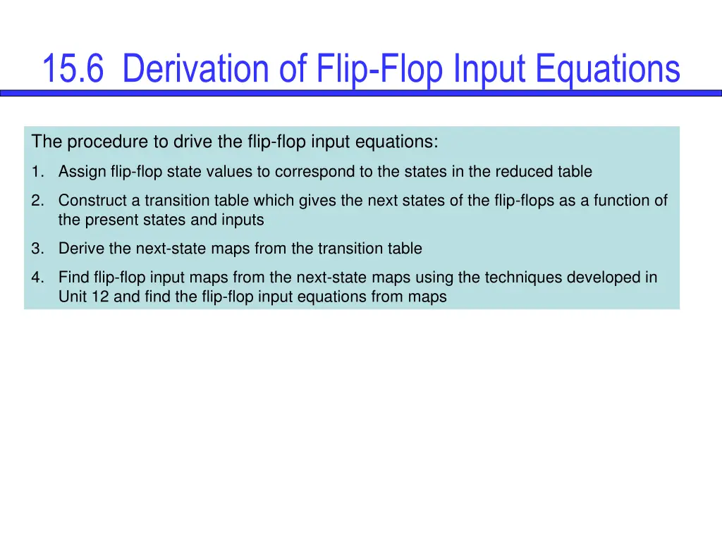 15 6 derivation of flip flop input equations