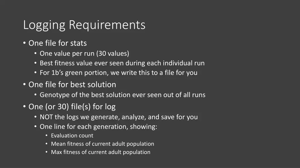logging requirements