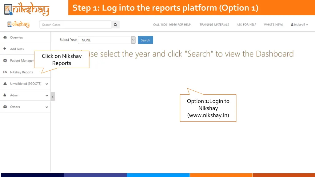 step 1 log into the reports platform option 1