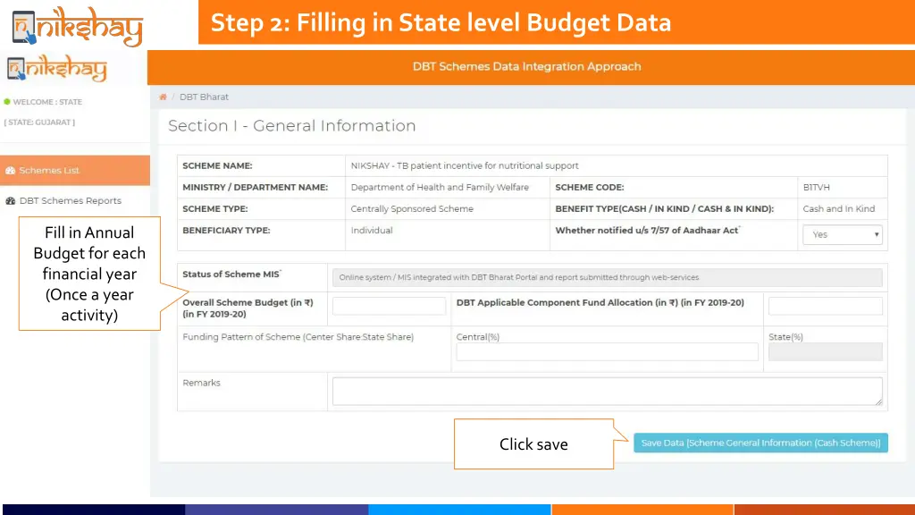 step 2 filling in state level budget data