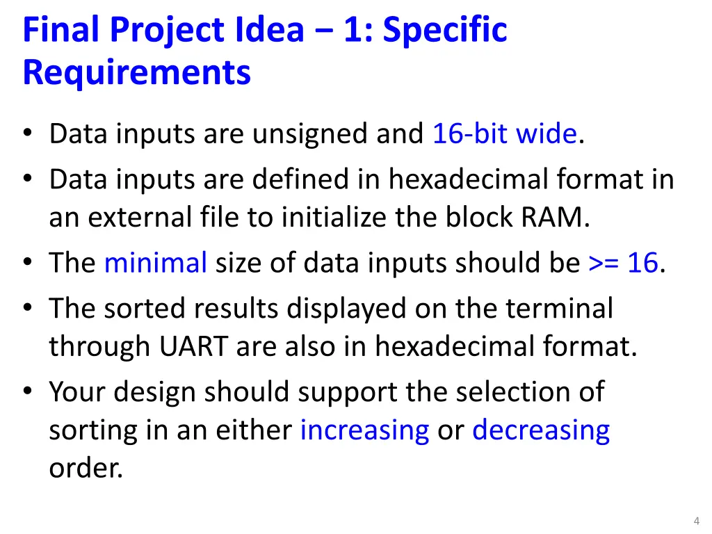 final project idea 1 specific requirements