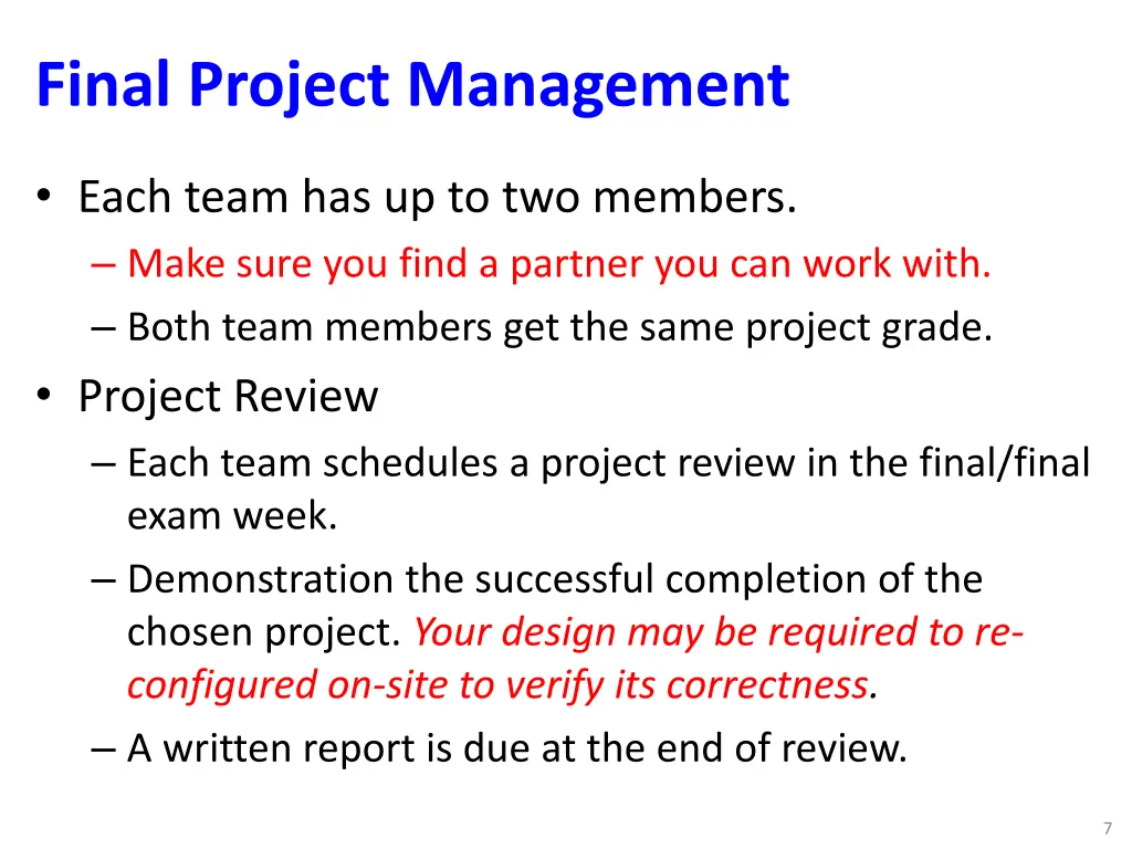 final project management