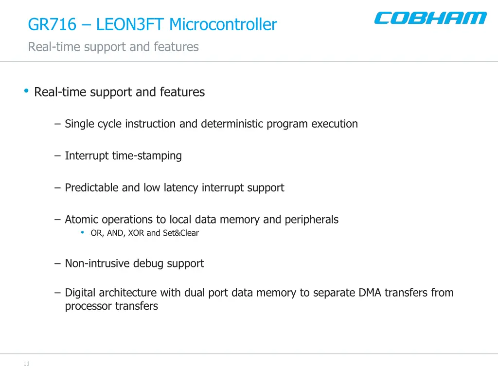 gr716 leon3ft microcontroller real time support