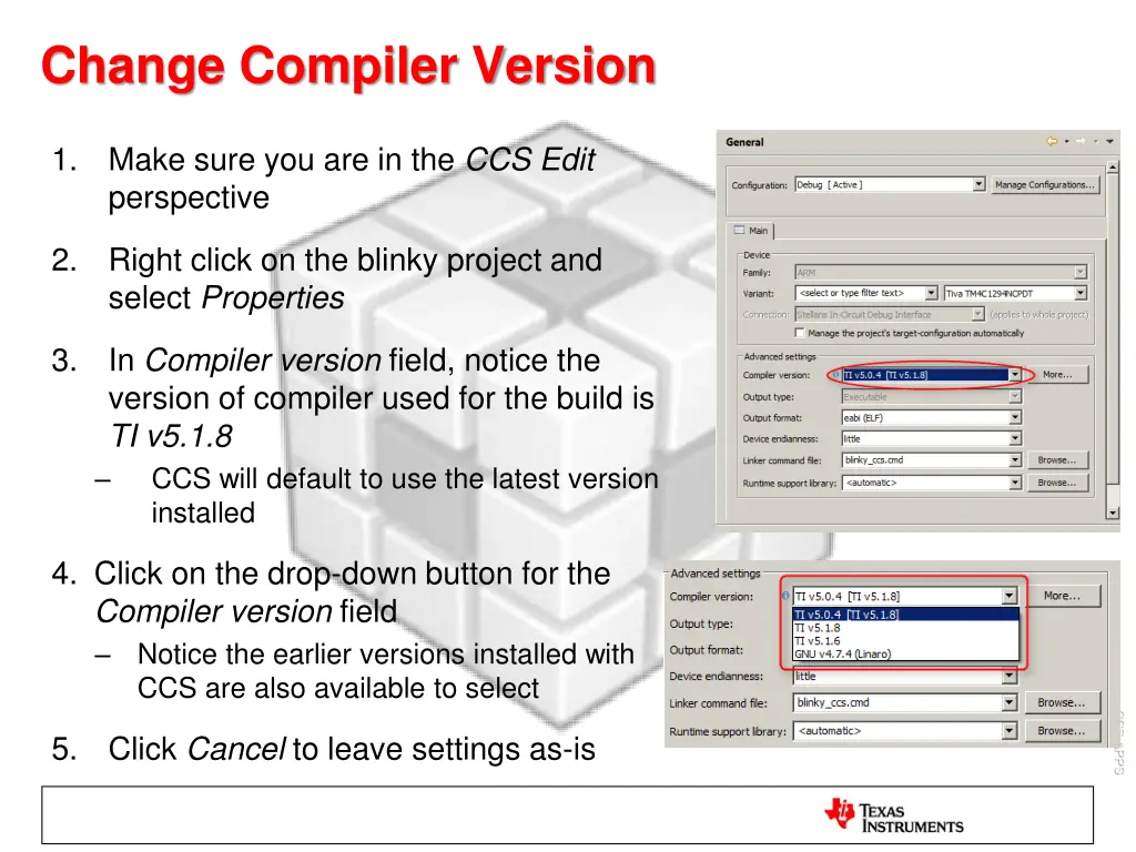 change compiler version