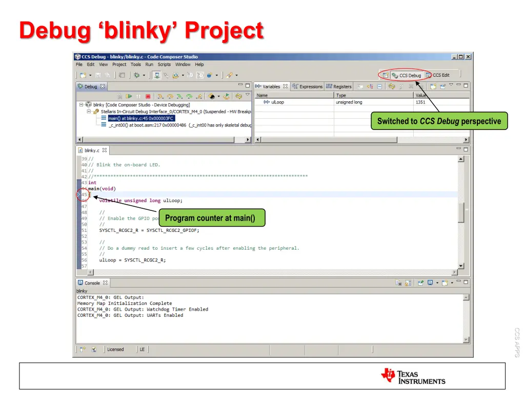 debug blinky project 1