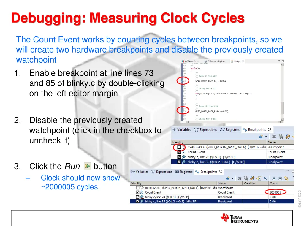 debugging measuring clock cycles 1