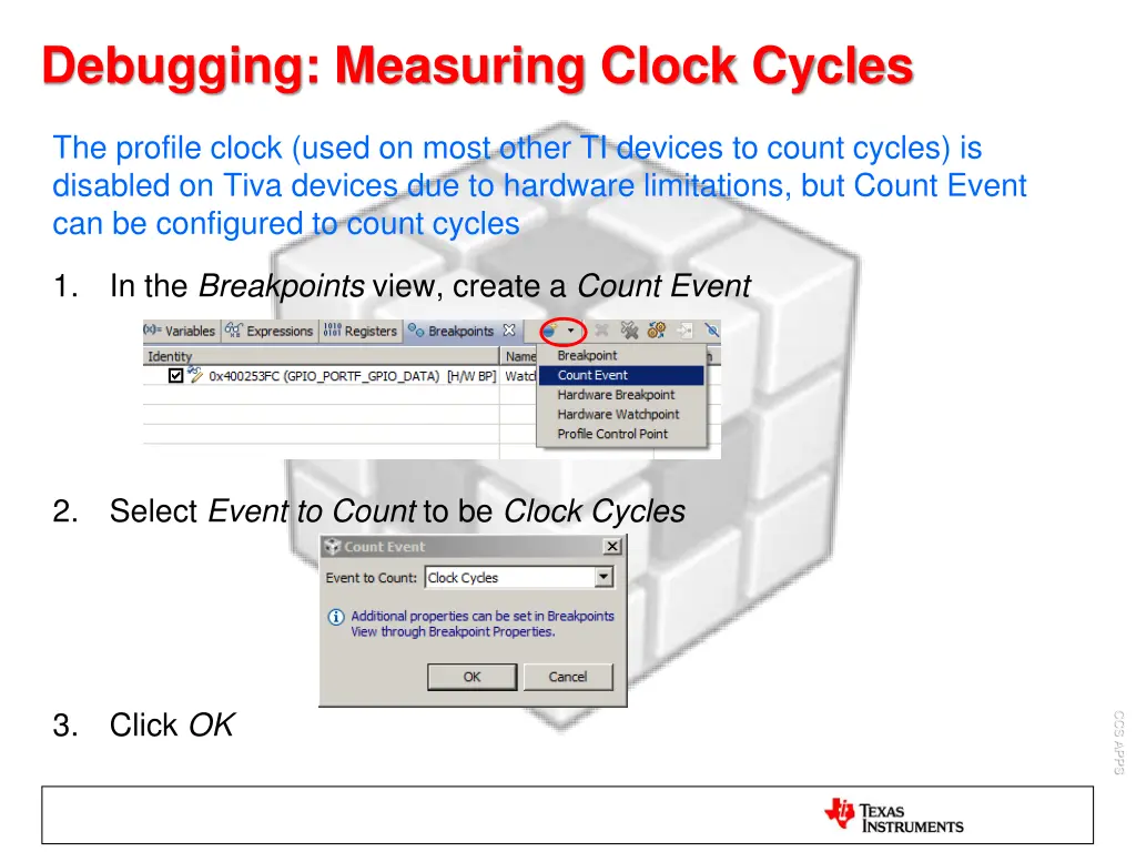 debugging measuring clock cycles