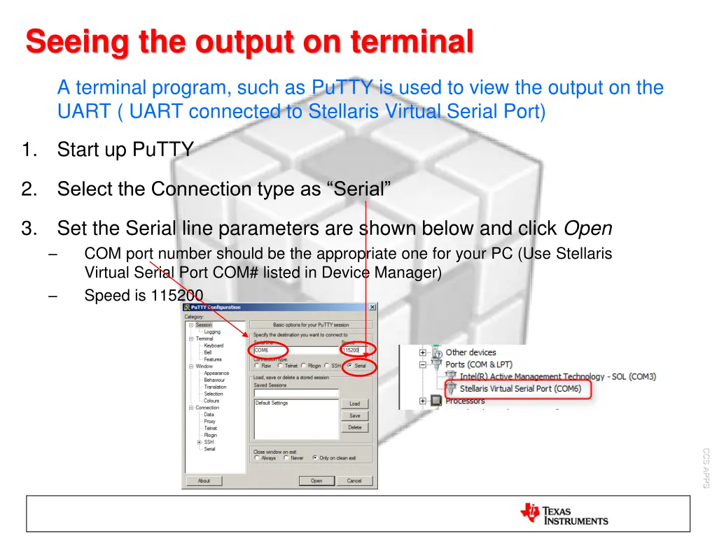 seeing the output on terminal