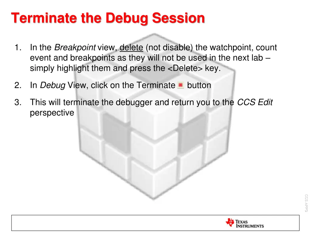 terminate the debug session