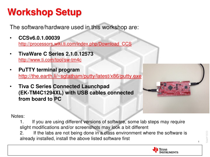 workshop setup