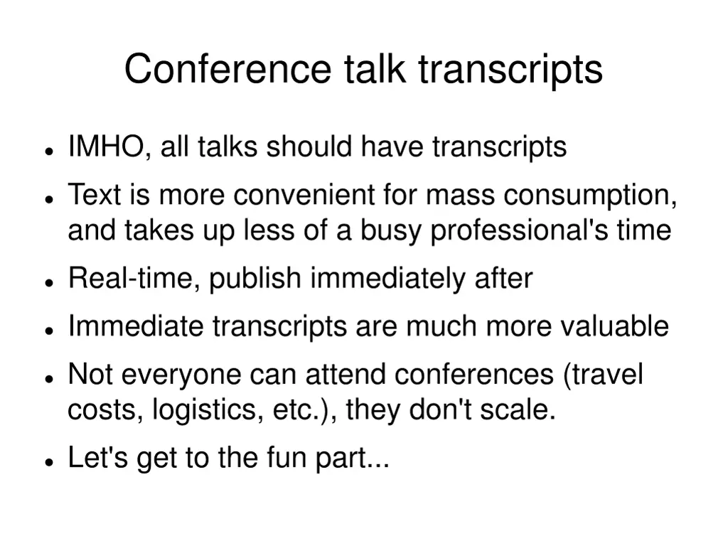 conference talk transcripts