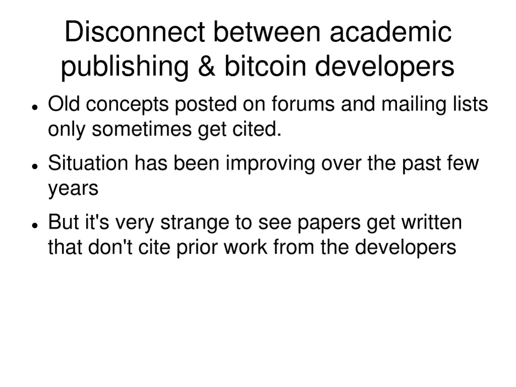 disconnect between academic publishing bitcoin