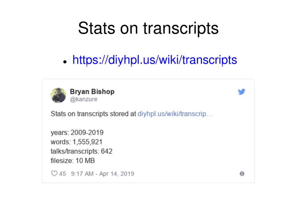 stats on transcripts