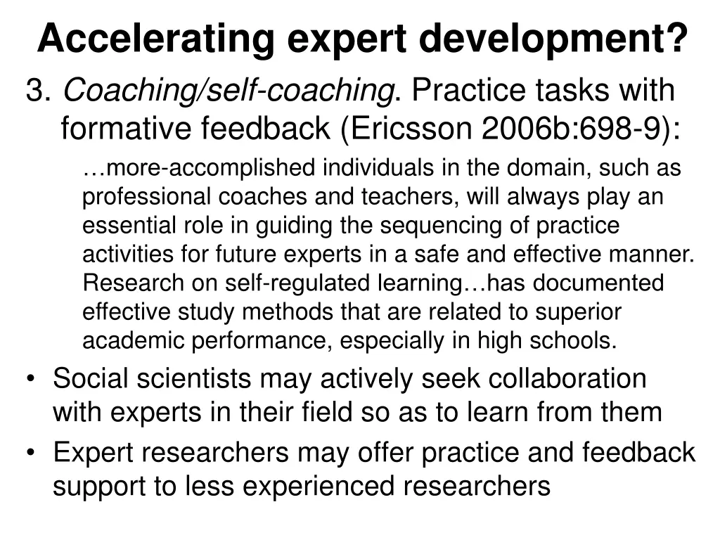 accelerating expert development 3 coaching self